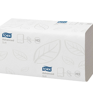 Полотенца бумажные лист. Tork "Advanced"(ZZ-сл)(Н3), 2-слойные, 200л/пач, 23*23см, белые