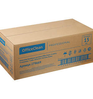 Полотенца бумажные лист. OfficeClean Professional(V-сл) (H3), 1-слойные, 250л/пач, 23*23см, белые