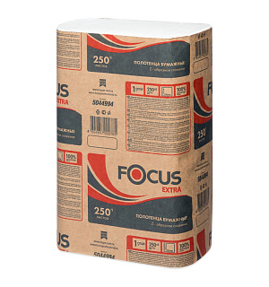Полотенца бумажные лист. Focus (Z-сл) 1-слойные, 250л/пач. 21,5*24см, белые