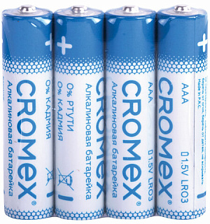 Батарейки алкалиновые "мизинчиковые" КОМПЛЕКТ 40шт, CROMEX Alkaline ААА(LR03, 24А) в коробке, 455596