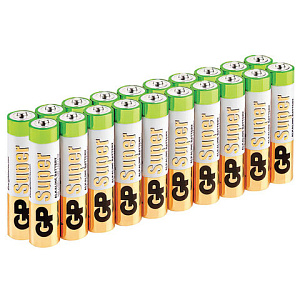 Батарейки GP Super, AAA (LR03, 24А), алкалиновые, мизинчиковые, КОМПЛЕКТ 20 шт, 24A-2, GP 24A-2CRVS20