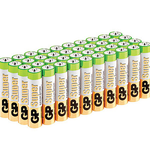 Батарейки GP Super, AAA (LR03, 24А), алкалиновые, мизинчиковые, КОМПЛЕКТ 40 шт, 24A-2, GP 24A-2CRVS40