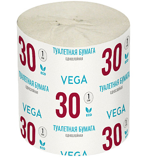 Бумага туалетная Vega, 1-слойная, 30м/рул., серая
