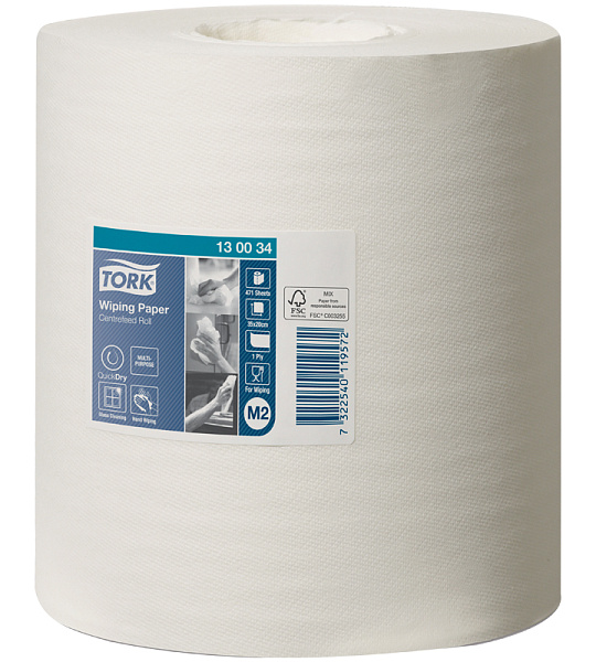 Полотенца бумажные в рулонах Tork "Advanced"(М2), 1-слойные, 165м/рул, ЦВ, съемная втулка, белые