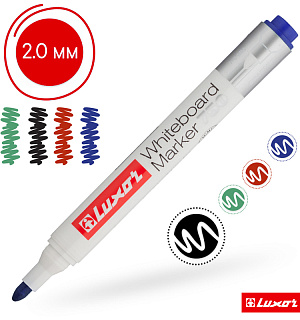 Набор маркеров для белых досок Luxor "750" 04цв., пулевидный, 1-3мм, чехол с европодвесом