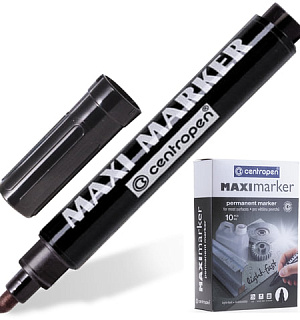 Маркер перманентный универсальный ЧЕРНЫЙ CENTROPEN "Maxi Marker", 2-4 мм, 8936, 5 8936 0112