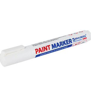 Маркер-краска лаковый (paint marker) 6 мм, БЕЛЫЙ, НИТРО-ОСНОВА, BRAUBERG PROFESSIONAL PLUS EXTRA, 151450