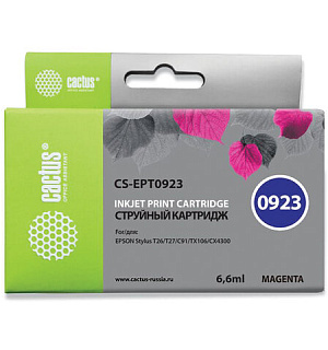 Картридж струйный CACTUS (CS-EPT0923) для EPSON Stylus C91/CX4300/T26/T27/TX106, пурпурный