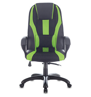 Кресло компьютерное BRABIX PREMIUM "Rapid GM-102", НАГРУЗКА 180 кг, экокожа/ткань, черное/зеленое, 532419, GM-102_532419