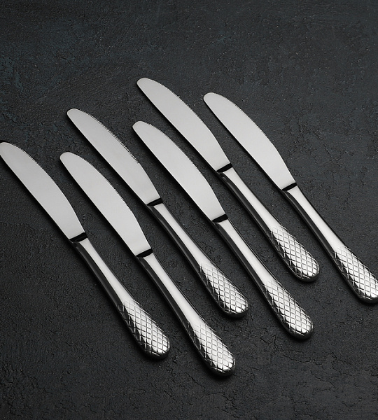 Набор ножей столовых «Юлия Высоцкая», h=22 см, 6 шт, цвет серебряный