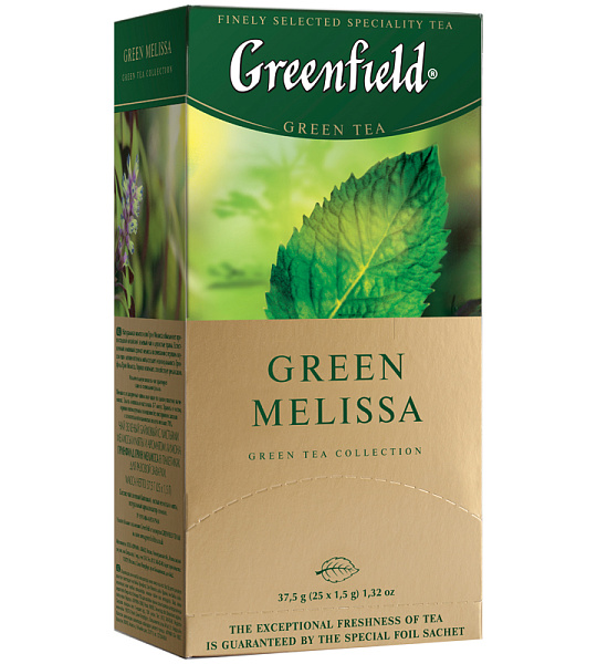 Чай Greenfield "Green Melissa", зеленый с мелиссой, 25 фольг. пакетиков по 1,5г