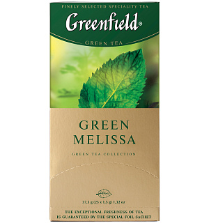 Чай Greenfield "Green Melissa", зеленый с мелиссой, 25 фольг. пакетиков по 1,5г