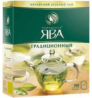 Чай Принцесса Ява, зеленый, 100 пакетиков по 2г