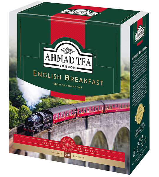 Чай Ahmad Tea "Английский завтрак", черный, 100 фольг. пакетиков по 2г