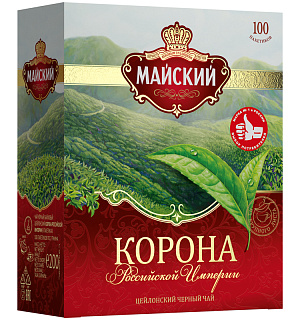 Чай Майский "Корона Российской Империи", черный, 100 пакетиков по 2г