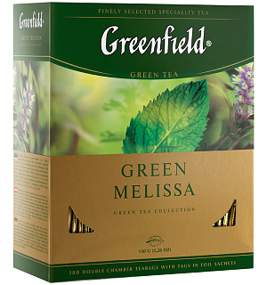 Чай Greenfield "Green Melissa", зеленый, 100 фольг. пакетиков по 1,5г.