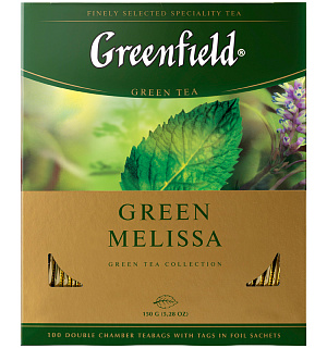 Чай Greenfield "Green Melissa", зеленый, 100 фольг. пакетиков по 1,5г.
