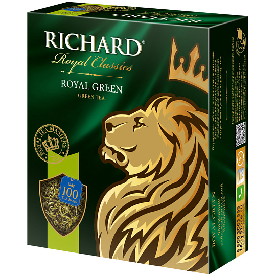 Чай Richard "Royal Green", зеленый, 100 пакетиков по 2г