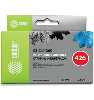 Картридж струйный CACTUS (CS-CLI426C) для CANON Pixma MG5140/MG5240/MG6140/MG8140, голубой