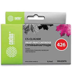 Картридж струйный CACTUS (CS-CLI426M) для CANON Pixma MG5140/5240/6140/8140, пурпурный