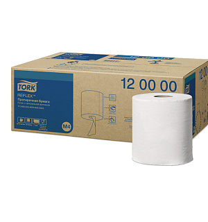 Протирочная бумага в рулонах Tork "Reflex"(M4) ЦВ, 1-слойная, 270м/рул, белый