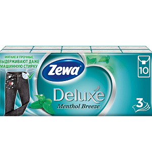 Носовые платочки ZEWA Deluxe Ментол арома 3сл з ел 10х10шт/уп 5120100