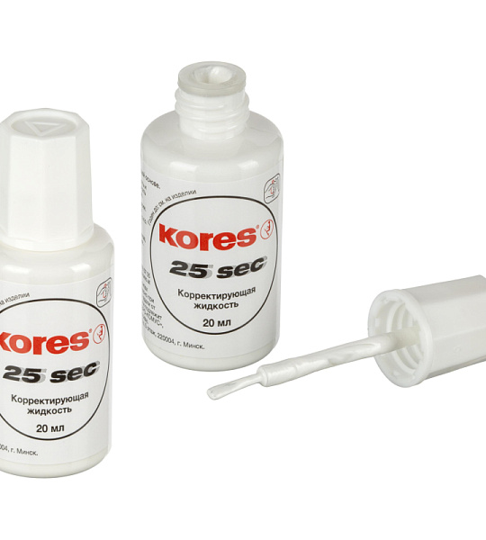 Корректирующая жидкость KORES WHITE 20мл на быстросохн осн, кисточка 66817