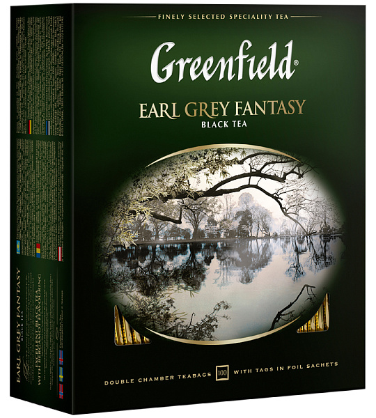 Чай Greenfield "Earl Grey", черный с бергамотом, 100 фольг. пакетиков по 2г