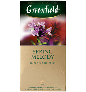 Чай Greenfield "Spring Melody", черный с ароматом мяты, чабреца, 25 фольг. пакетиков по 2г