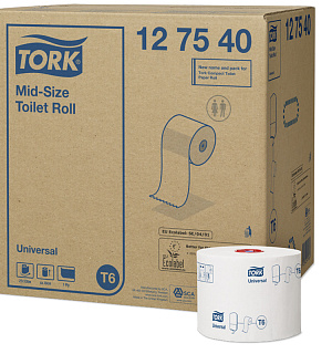 Бумага туалетная Tork "Universal"(T6) 1 слойн., Mid-size рулон, 135м/рул, мягкая, белая