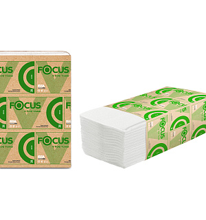 Полотенца бумажные лист. Focus Eco (V-сл) 1-слойные, 250л/пач, 23*20,5см, белые