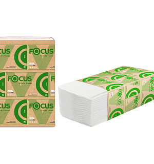 Полотенца бумажные лист. Focus Eco (V-сл) 1-слойные, 200л/пач, 23*20,5 см, белые