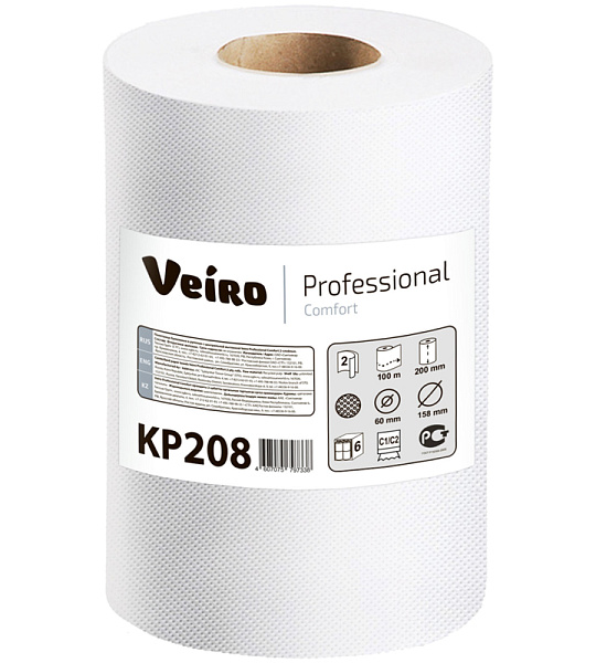 Полотенца бумажные в рулонах Veiro Professional "Comfort"(С1/С2), 2-слойные, 100м/рул, ЦВ, белые