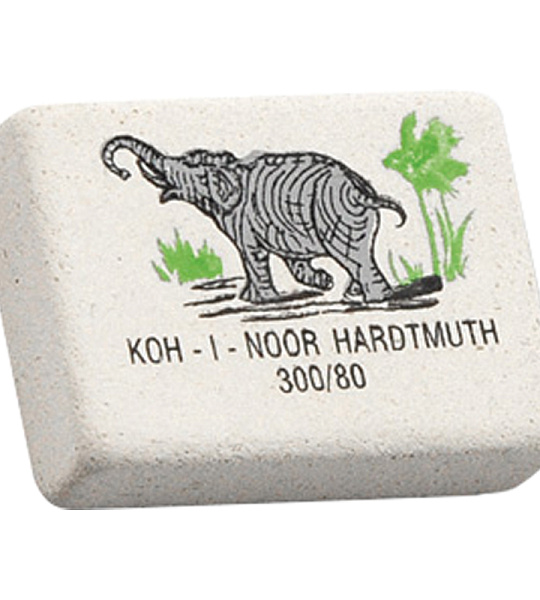 Ластик Koh-I-Noor "Elephant" 300/80, прямоугольный, натуральный каучук, 26*18,5*8мм, цветной