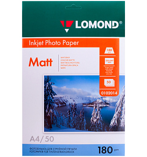 Фотобумага А4 для стр. принтеров Lomond, 180г/м2 (50л) матовая односторонняя