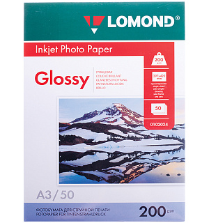 Фотобумага А3 для стр. принтеров Lomond, 200г/м2 (50л) глянцевая односторонняя