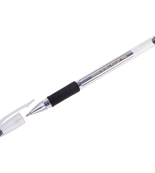 Ручка гелевая Crown "Hi-Jell Grip" черная, 0,5мм, грип
