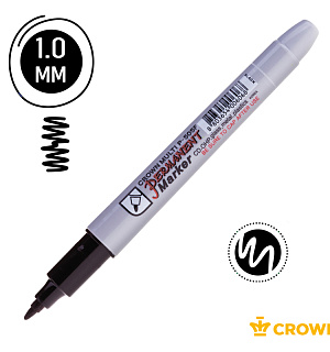 Маркер перманентный Crown "Multi Marker Super Slim" черный, пулевидный, 1мм