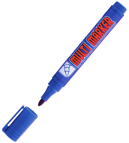 Маркер перманентный Crown "Multi Marker" синий, пулевидный, 3мм
