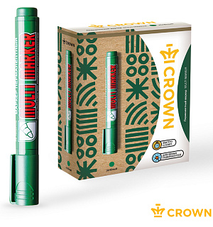 Маркер перманентный Crown "Multi Marker" зеленый, пулевидный, 3мм