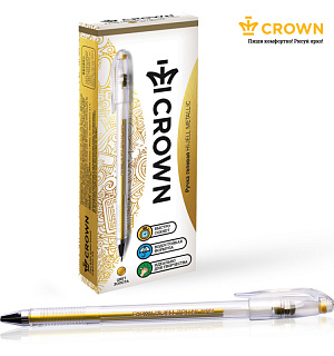 Ручка гелевая Crown "Hi-Jell Metallic" золото металлик, 0,7мм