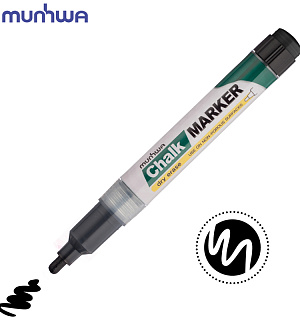 Маркер меловой MunHwa "Chalk Marker" черный, 3мм, спиртовая основа, пакет