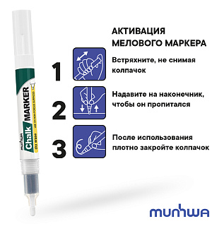 Маркер меловой MunHwa "Chalk Marker" белый, 3мм, спиртовая основа, пакет