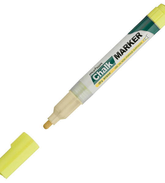 Маркер меловой MunHwa "Chalk Marker" желтый, 3мм, спиртовая основа, пакет