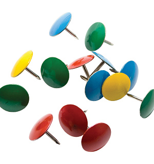 Кнопки канцелярские/гвоздики Berlingo, цветные 10мм, 50шт., карт. упаковка