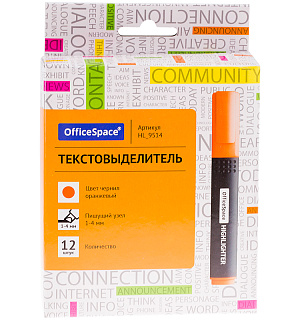Текстовыделитель OfficeSpace оранжевый, 1-4мм