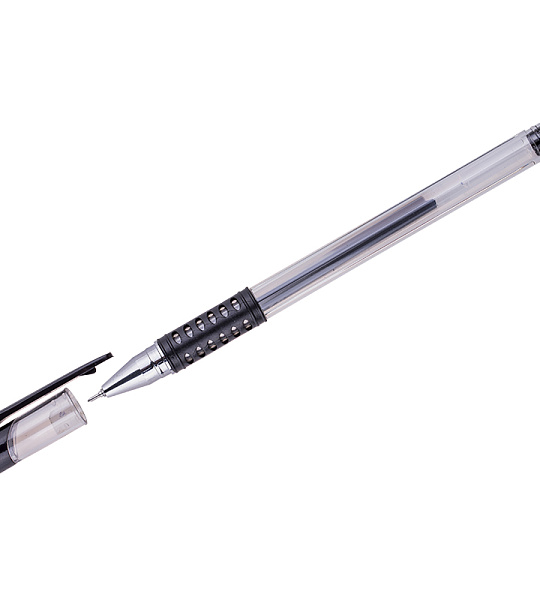 Ручка гелевая OfficeSpace черная, 0,5мм, грип, игольчатый стержень
