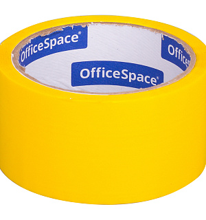 Клейкая лента упаковочная OfficeSpace, 48мм*40м, 45мкм, желтая, ШК