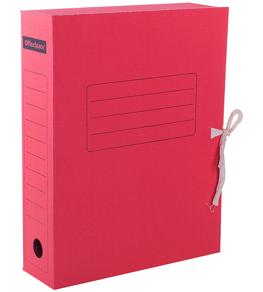 Папка архивная с завязками OfficeSpace, микрогофрокартон, 75мм, красный, до 700л.