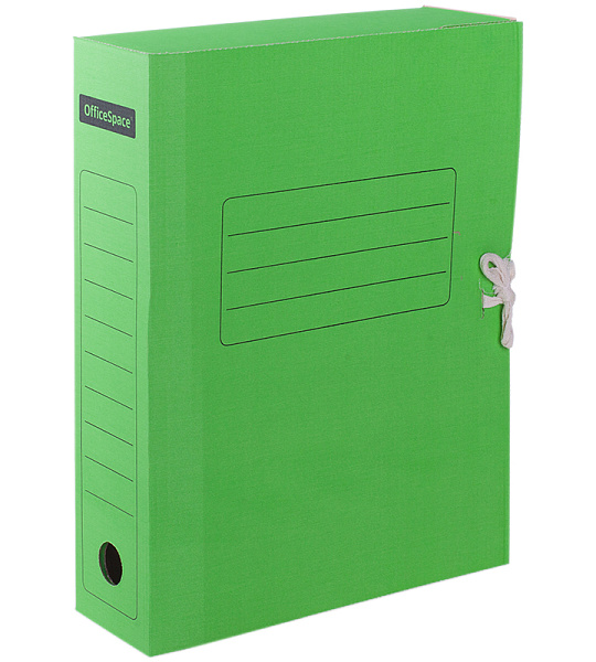 Папка архивная с завязками OfficeSpace, микрогофрокартон, 75мм, зеленый, до 700л.